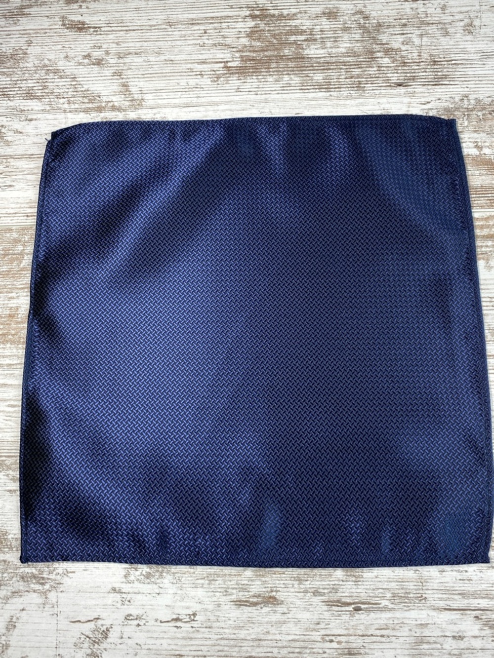 Navy Blue Pocket Square Textured Micro Pattern Silk Blend Men’s Formal Wedding